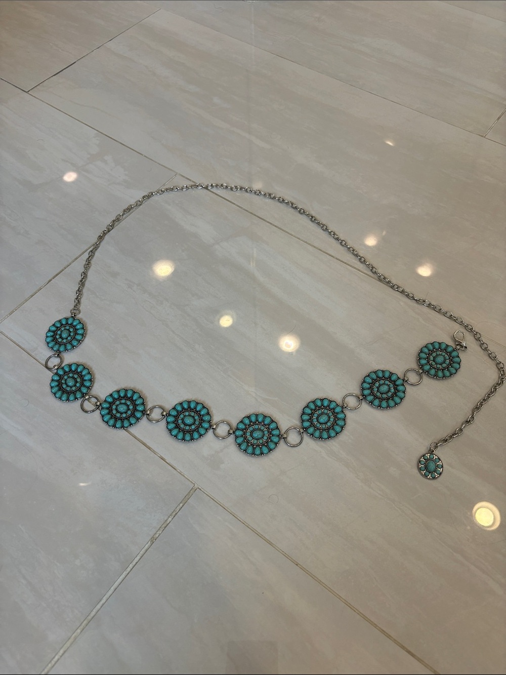 Turquoise Floral Statement Belt  - Women Jewelry
